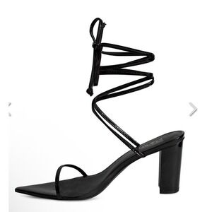 Smash Black Onyx Pointed Toe Heeled Sandals Size 14 Wrap Ankle‎